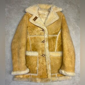 Vintage 70s Schott Bros Sportswear Sheep Skin Shearling Wool Lined Jacket